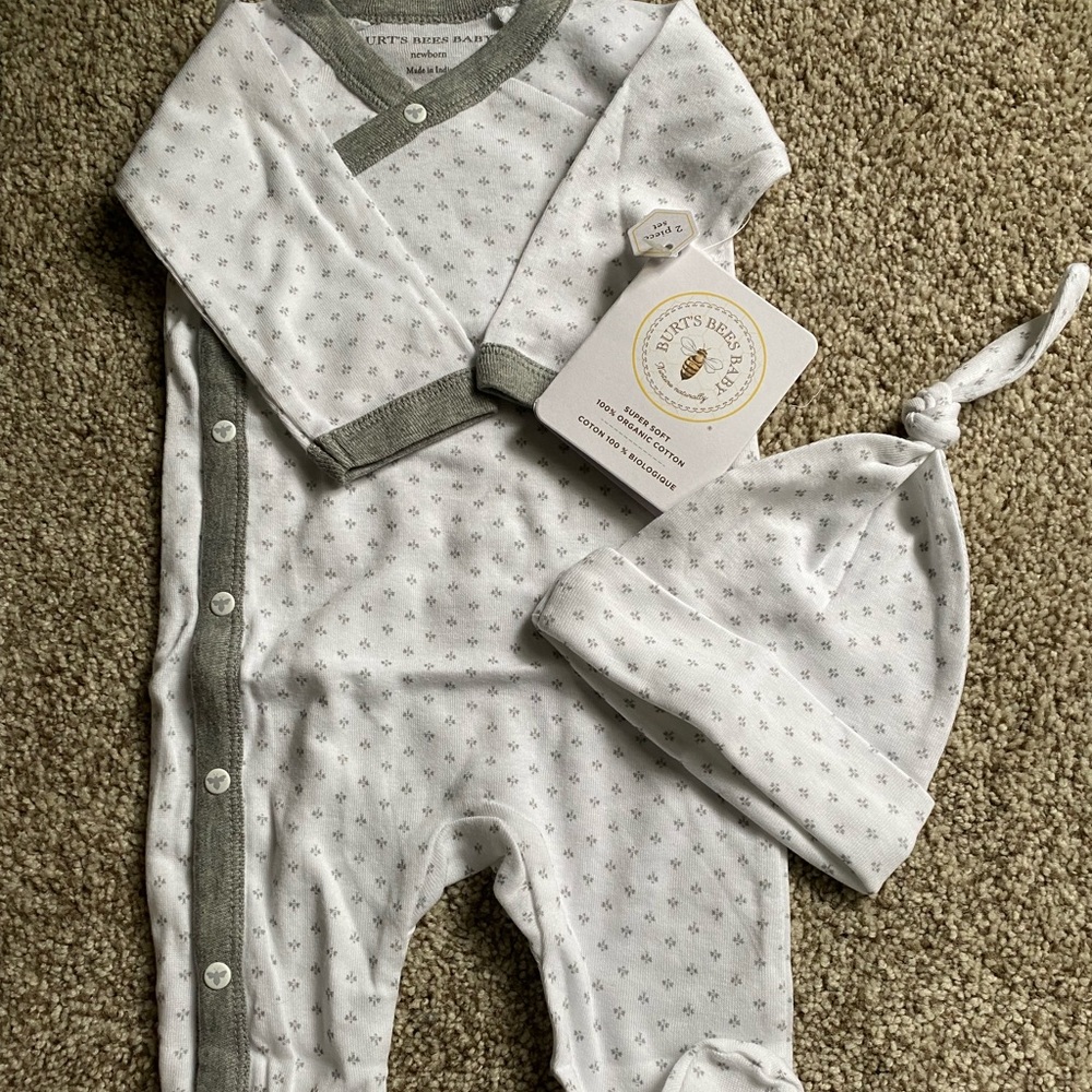 Burt’s bee baby pajama with hat